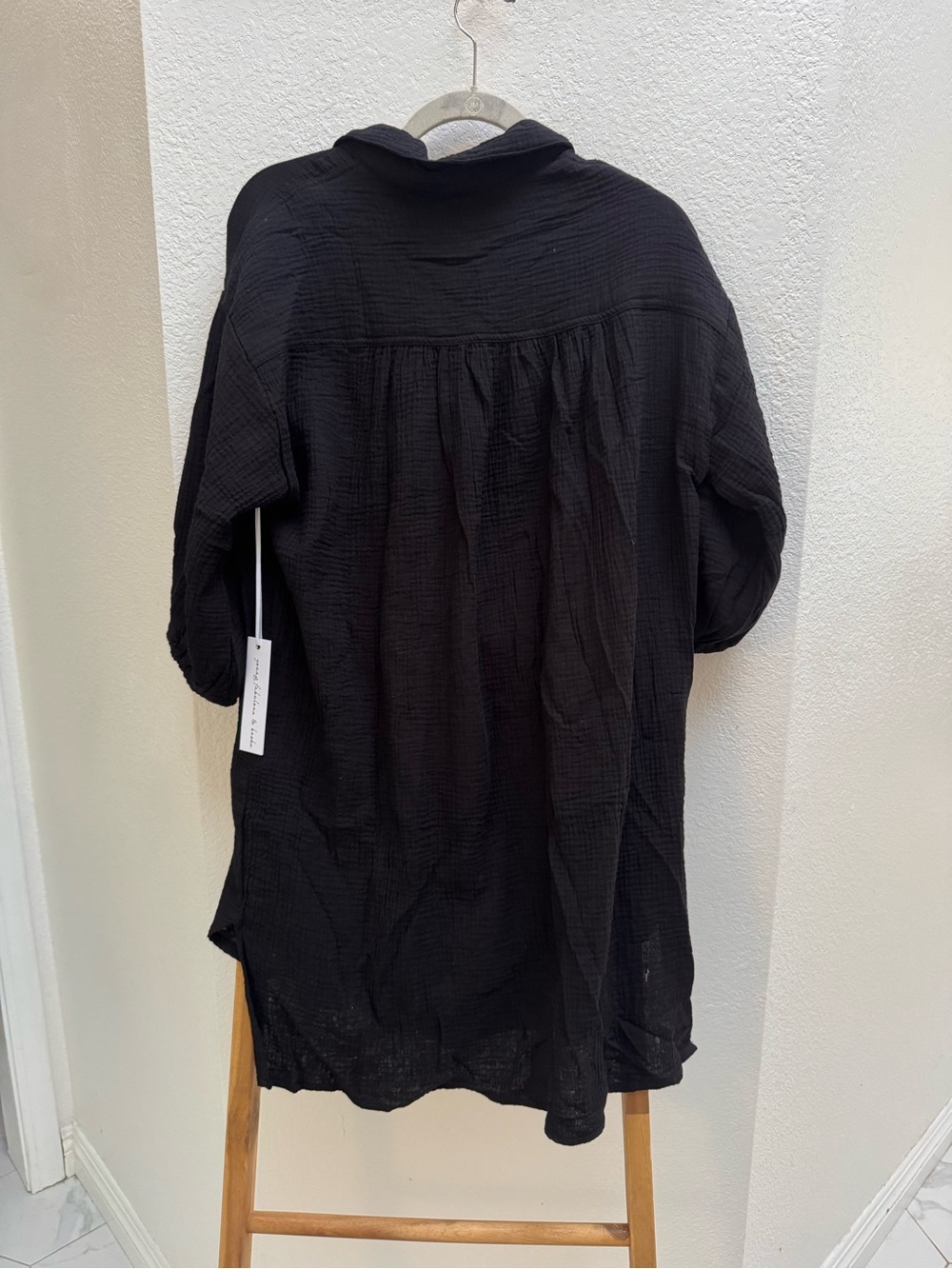 NWT Young Fabulous & Broke Black Button-Up Mini Shirt Dress 100% Cotton Size XS - Picture 7 of 9